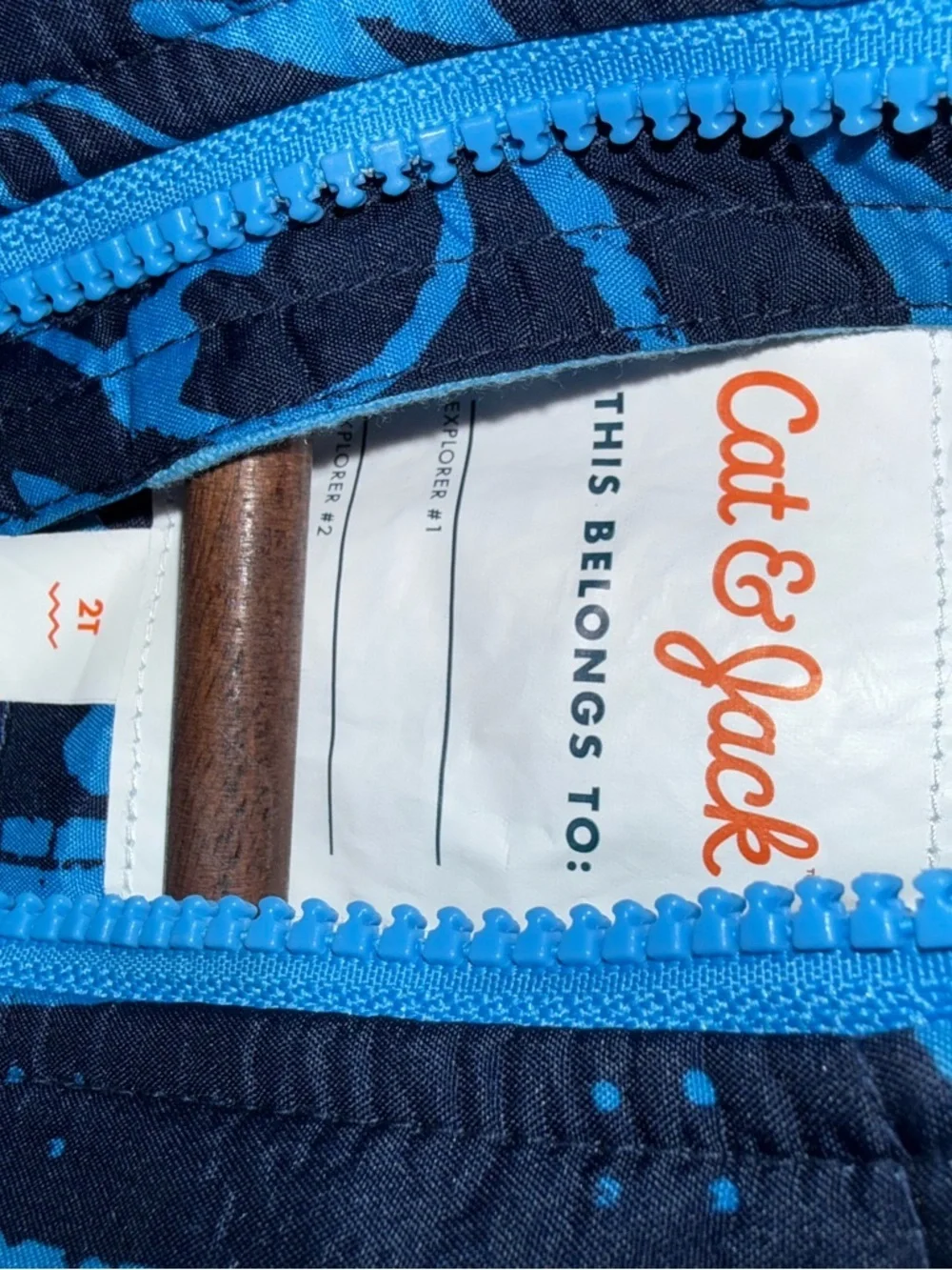 Cat & Jack Navy Jacket with Bright Blue Zip and Print